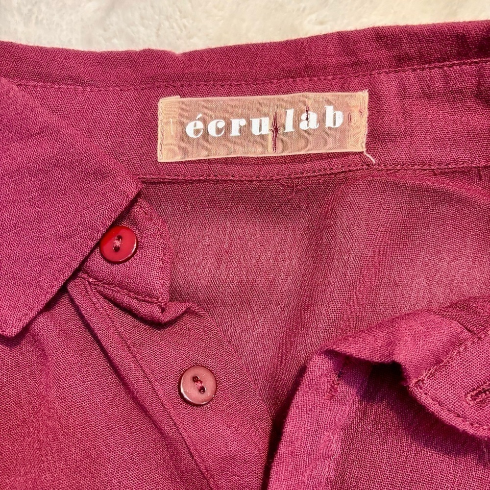 Ecru Lab Dress Small Long Sleeves Crochet Lace Detail Rayon Ties Tassels Boho - Picture 12 of 16